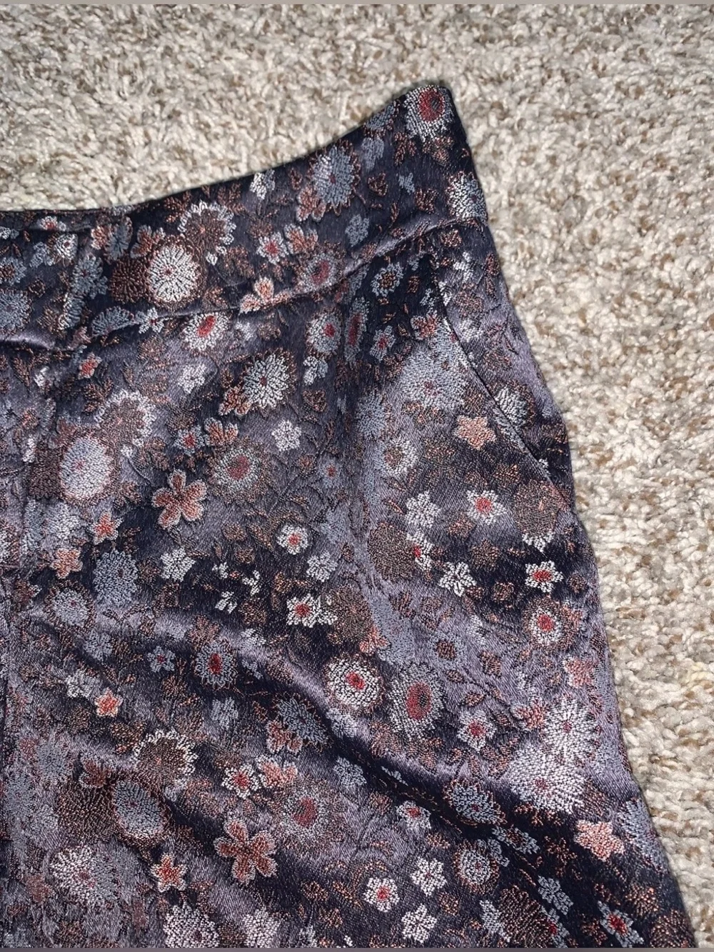 LOFT Floral Patterned Purple Shorts
